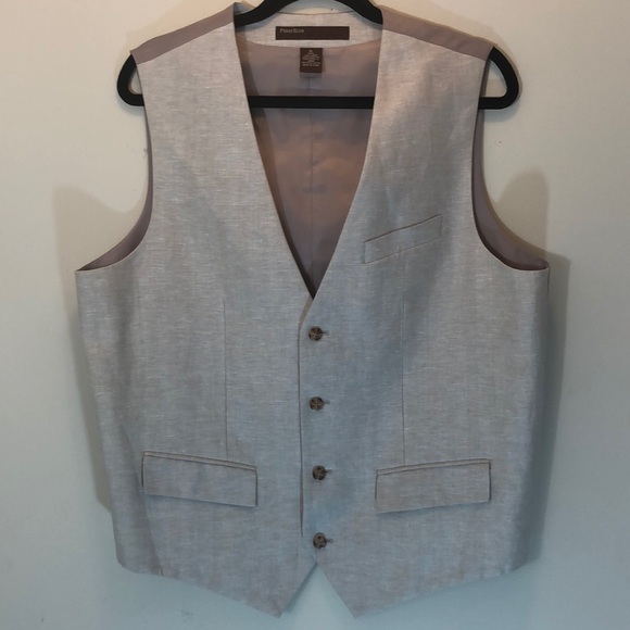 Perry Ellis Tan 4-Button 3-Pocket Fully-Lined Vest - Picture 2 of 8